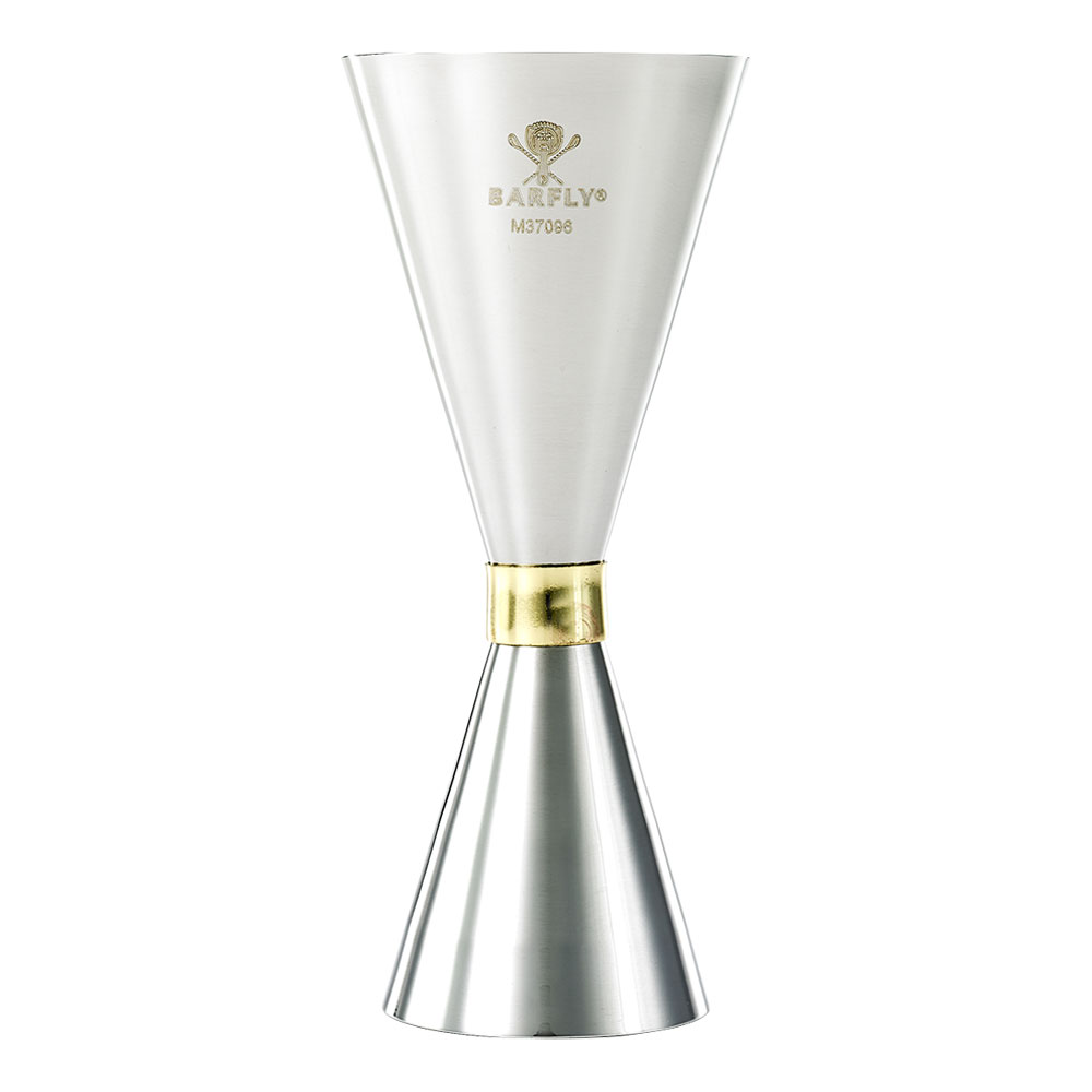 MEASURE - 1 x 2 oz. Slim Style Jigger, Stainless w/Gold Band, BARFLY