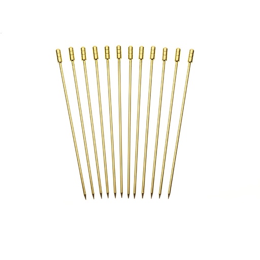 [BA-BA14-00004] SERVE - Cocktail Picks, Grooved Top, Set of 12, 4 3/8", Gold Plated, BARFLY, M37030GD