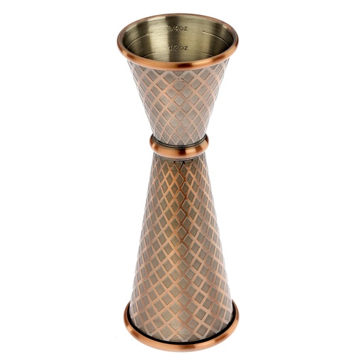 [BA-BA03-00076] MEASURE - 1 x 2 oz. Diamond Lattice Japanese Style Jigger, Antique Copper, BARFLY, M37202ACP