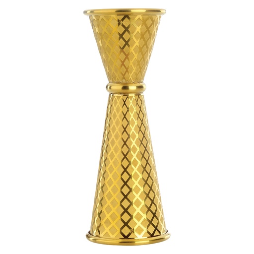 [BA-BA03-00077] MEASURE - 1 x 2 oz. Diamond Lattice Japanese Style Jigger, Gold Plated, BARFLY, M37202GD